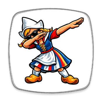 Dabbing Holländerin - Viereckiger Kühlschrankmagnet - Weiß - Vorne