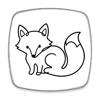 Fuchs Skizze – süßes minimalistisches Tiermotiv - Viereckiger Kühlschrankmagnet - Weiß - Vorne