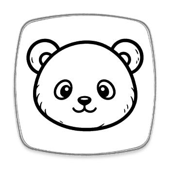 Croquis de panda mignon – Motif d’animal duveteux - Magnet carré - blanc - Devant