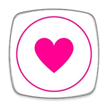 Cercle au Cœur Rose | Modern Love Design-8 - Magnet carré - blanc - Devant