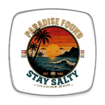 Stay Salty - Paradise Found Retro - Viereckiger Kühlschrankmagnet - Weiß - Vorne