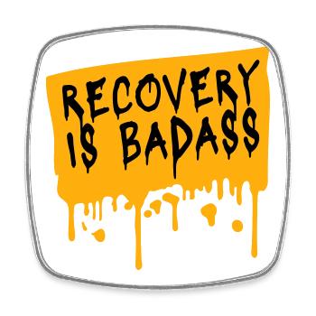 Recovery Is Badass Motivierend Erholung Zitat Logo - Viereckiger Kühlschrankmagnet - Weiß - Vorne