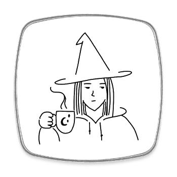Grumpy Coffee Witch, Witchy Coffee Lover Tee - Viereckiger Kühlschrankmagnet - Weiß - Vorne