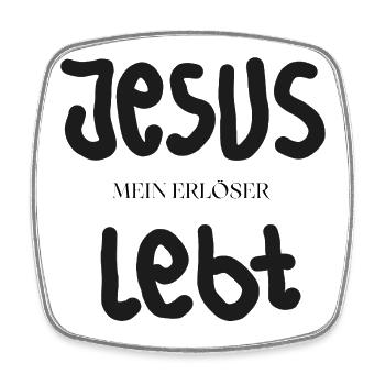 Jesus lebt – Mein Erlöser - Viereckiger Kühlschrankmagnet - Weiß - Vorne