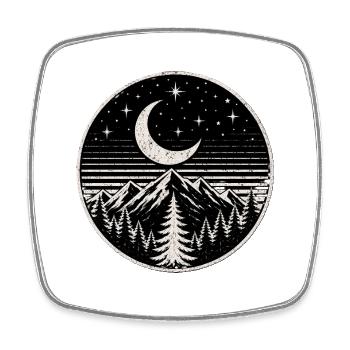 Vintage Berg & Mond Abenteuer Retro - Viereckiger Kühlschrankmagnet - Weiß - Vorne