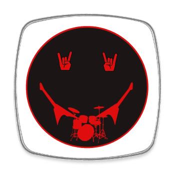 Rocker Drumset Silhouette Hände - Viereckiger Kühlschrankmagnet - Weiß - Vorne