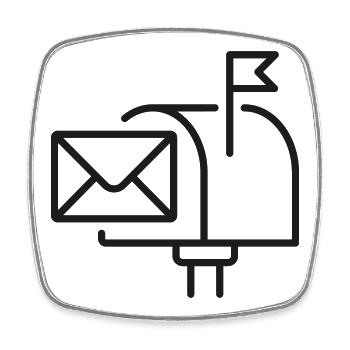 Briefkasten mit Buchstabenzeilen-Symbol-Design - Viereckiger Kühlschrankmagnet - Weiß - Vorne