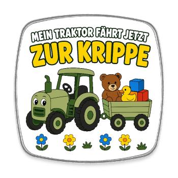 Mein Traktor fährt jetzt zur Krippe – Kinder - Viereckiger Kühlschrankmagnet - Weiß - Vorne