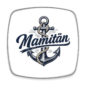 Mamitän - Anchor with rope - Square fridge magnet - white - Front