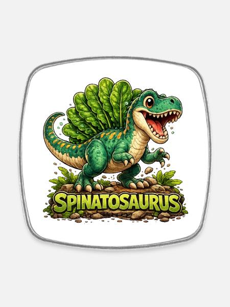 Spinatosaurus - Viereckiger Kühlschrankmagnet - Weiß