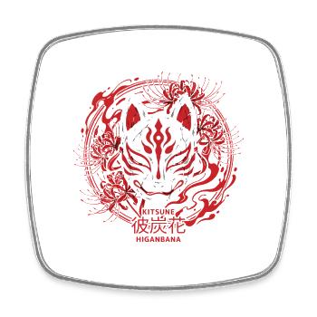 Kitsune Rot Maskenkunst Higanbana - Viereckiger Kühlschrankmagnet - Weiß - Vorne
