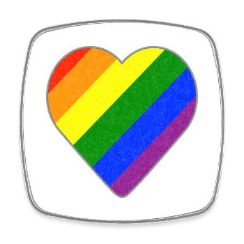 Herz mit Regenbogenstreifen - Viereckiger Kühlschrankmagnet - Weiß - Vorne