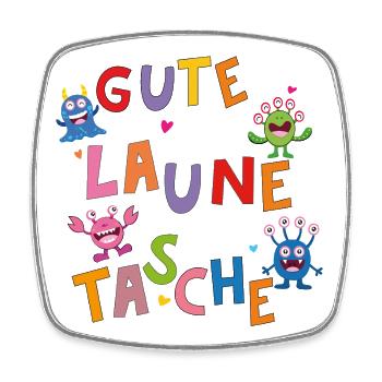 Gute Laune Monster Tasche - Viereckiger Kühlschrankmagnet - Weiß - Vorne