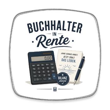 Buchhalter in Rente – Taschenrechner Füller Rente - Viereckiger Kühlschrankmagnet - Weiß - Vorne