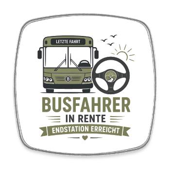 Busfahrer in Rente – Omnibus Ruhestand Geschenk - Viereckiger Kühlschrankmagnet - Weiß - Vorne