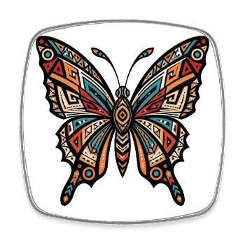 Geometric Tribal Butterfly - Square fridge magnet - white - Front