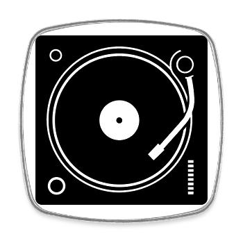 DJ-Plattenspieler - Viereckiger Kühlschrankmagnet - Weiß - Vorne