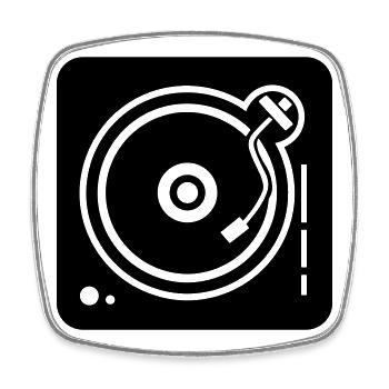 DJ-Plattenspieler - Viereckiger Kühlschrankmagnet - Weiß - Vorne