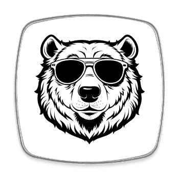 Cooler Eisbär mit Sonnenbrille - Viereckiger Kühlschrankmagnet - Weiß - Vorne