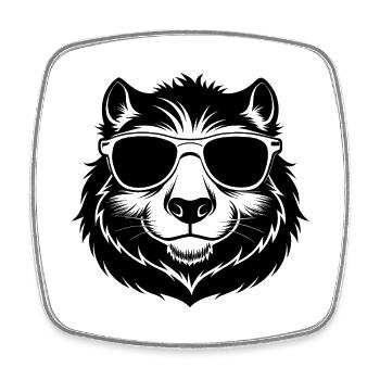 Kapybara mit Sonnenbrille - Viereckiger Kühlschrankmagnet - Weiß - Vorne