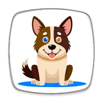 Kleiner bunter Hund (Comic) - Viereckiger Kühlschrankmagnet - Weiß - Vorne