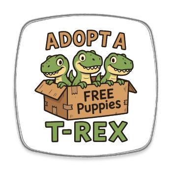 Lustiges T-Rex Welpen Dinosaurier Comic Design - Viereckiger Kühlschrankmagnet - Weiß - Vorne