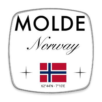 Molde Norwegen Koordinaten Reise Souvenir - Viereckiger Kühlschrankmagnet - Weiß - Vorne