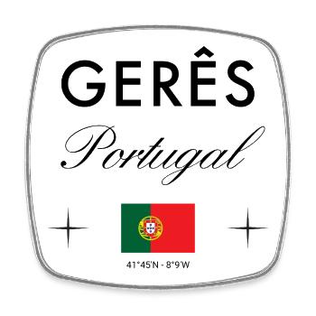 Geres Portugal Koordinaten Reise Souvenir - Viereckiger Kühlschrankmagnet - Weiß - Vorne
