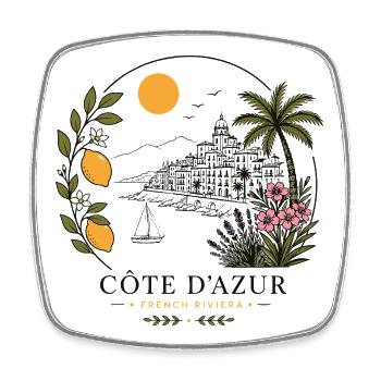 Côte d’Azur Küstenpanorama - Viereckiger Kühlschrankmagnet - Weiß - Vorne