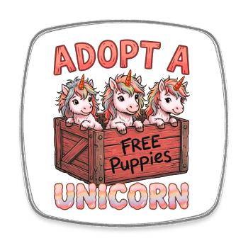 Adopt A Unicorn – Lustiges Einhorn Design - Viereckiger Kühlschrankmagnet - Weiß - Vorne