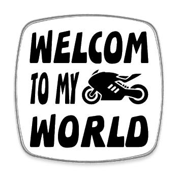 Motorrad - Viereckiger Kühlschrankmagnet - Weiß - Vorne
