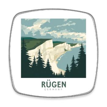 Rügen Germany | Vintage Coastal Poster - Viereckiger Kühlschrankmagnet - Weiß - Vorne