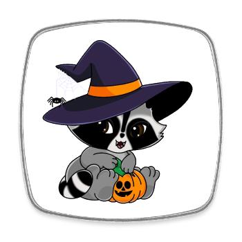 Snuggles der Waschbär im Halloweenkostüm. - Viereckiger Kühlschrankmagnet - Weiß - Vorne