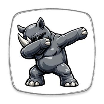 Dabbing Rhino - Square fridge magnet - white - Front