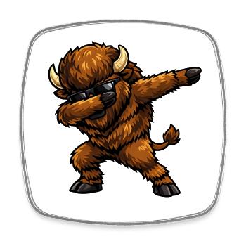 Dabbing Bison - Viereckiger Kühlschrankmagnet - Weiß - Vorne