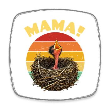 Mama Hatch Nest Retro Sonnenuntergang - Viereckiger Kühlschrankmagnet - Weiß - Vorne