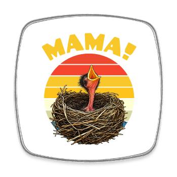 Mama Hungry Baby Bird - Viereckiger Kühlschrankmagnet - Weiß - Vorne