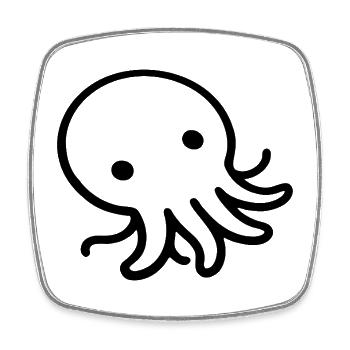 Liegender Oktopus One Line Meeresmotiv - Viereckiger Kühlschrankmagnet - Weiß - Vorne