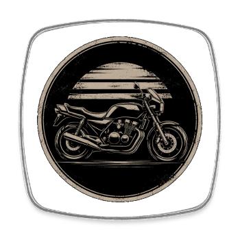 Vintage Motorcycle Emblem Sun Circle - Square fridge magnet - white - Front