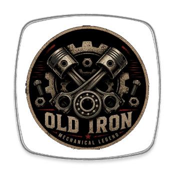 Old Iron Mechanische Legende - Viereckiger Kühlschrankmagnet - Weiß - Vorne