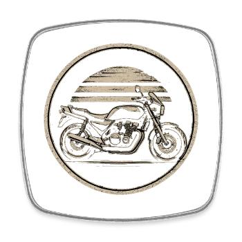 Vintage Motorrad Kreislogo - Viereckiger Kühlschrankmagnet - Weiß - Vorne