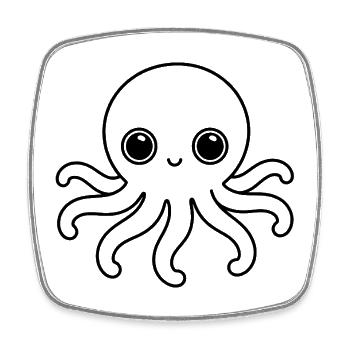Süßer Oktopus One Line Kawaii Motiv - Viereckiger Kühlschrankmagnet - Weiß - Vorne