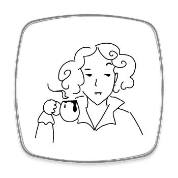 Vampire Drinking Coffee - Viereckiger Kühlschrankmagnet - Weiß - Vorne