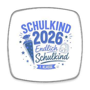Schulbeginn 2026 Erstklasse - Viereckiger Kühlschrankmagnet - Weiß - Vorne