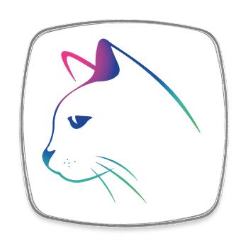 Cat-Line-Zeichnungsgradient - Viereckiger Kühlschrankmagnet - Weiß - Vorne