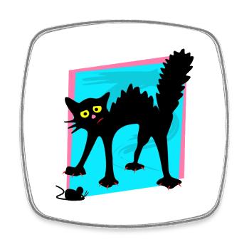 Verängstigte Schwarze Katzenmaus - Viereckiger Kühlschrankmagnet - Weiß - Vorne