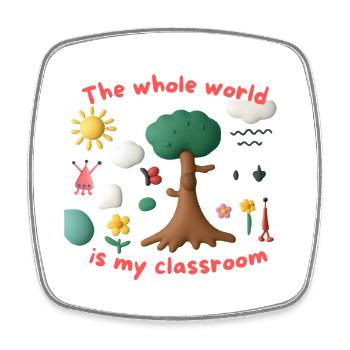 The whole world is my classroom - Square fridge magnet - white - Front