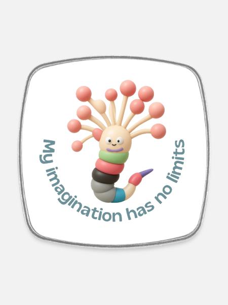 My imagination has no limits - Square fridge magnet - white