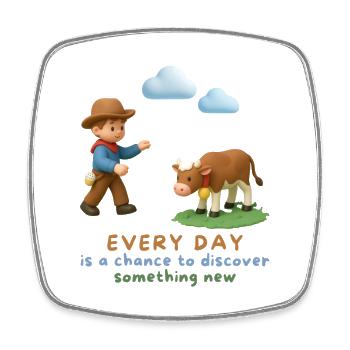 Every day is a chance to discover something new - Square fridge magnet - white - Front