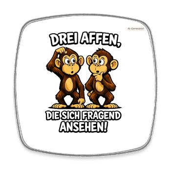 Drei Affen die sich fragend ansehen  - Viereckiger Kühlschrankmagnet - Weiß - Vorne